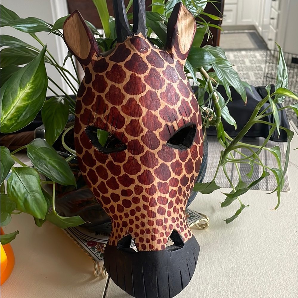 Handcrafted Giraffe Mask - Brown and Black